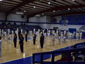 Many students from different schools lined up in a regional tournament